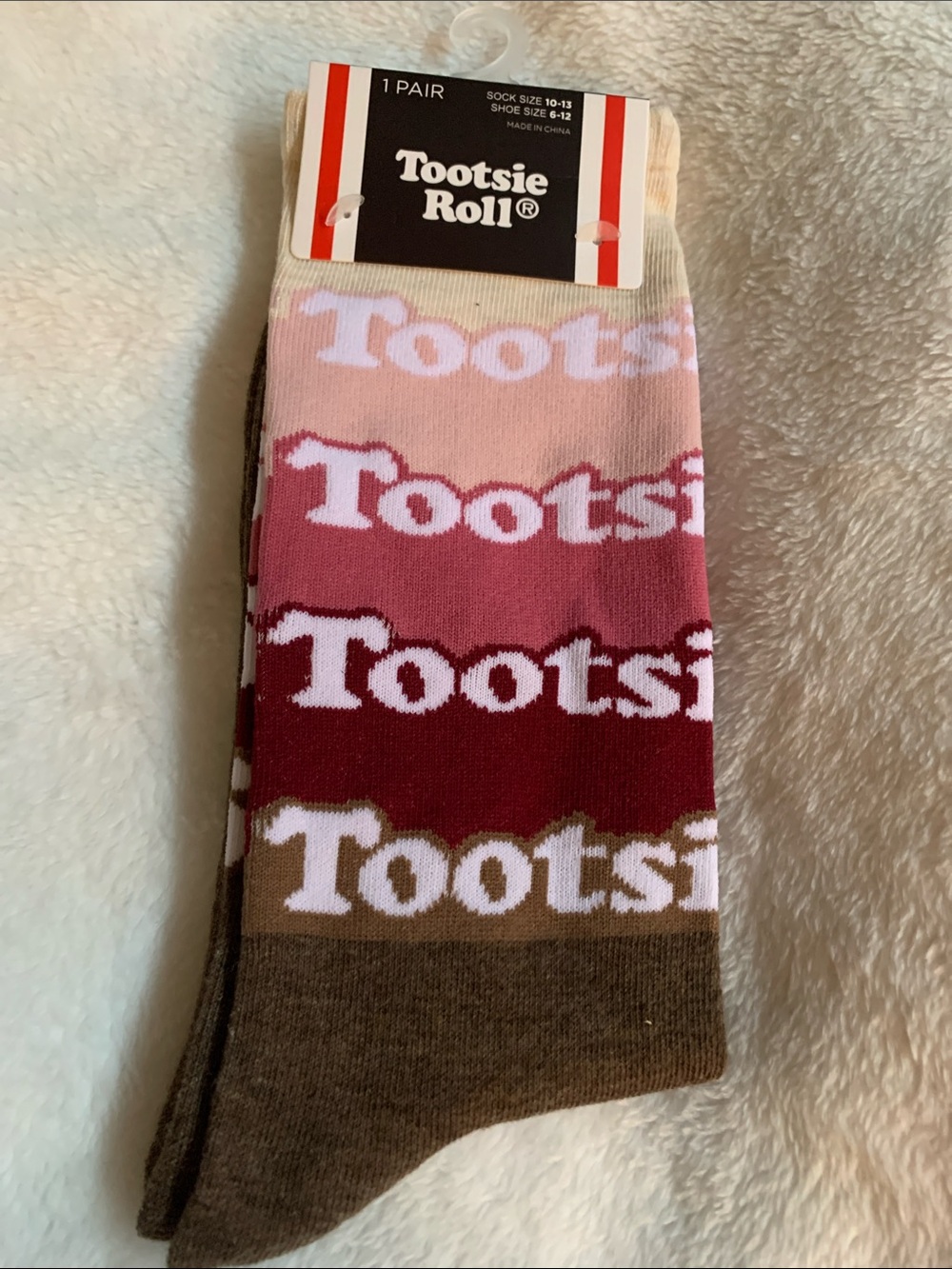 Tootsie Roll Men's Gradient Logo Socks - Pink, Burgundy & Brown